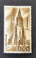 *ABART* Französische Zone Baden-Mi 13 ** (1947) Punkt Turm