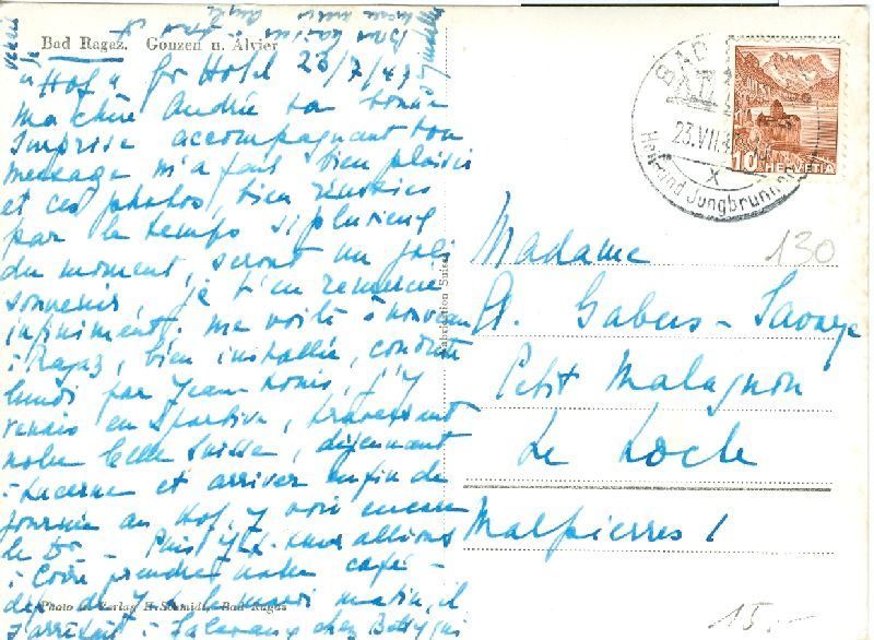 Cartoline postali: Ragaz - Bad Ragaz + 1947 – Usato da Emmenbrücke venduto da teestube 1