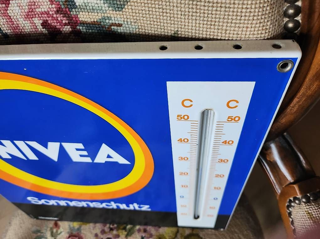 Insegne: Nivea Emailschild mit Thermometer, selten – Usato da Ettingen venduto da 1964erNachtzugfahrer 2