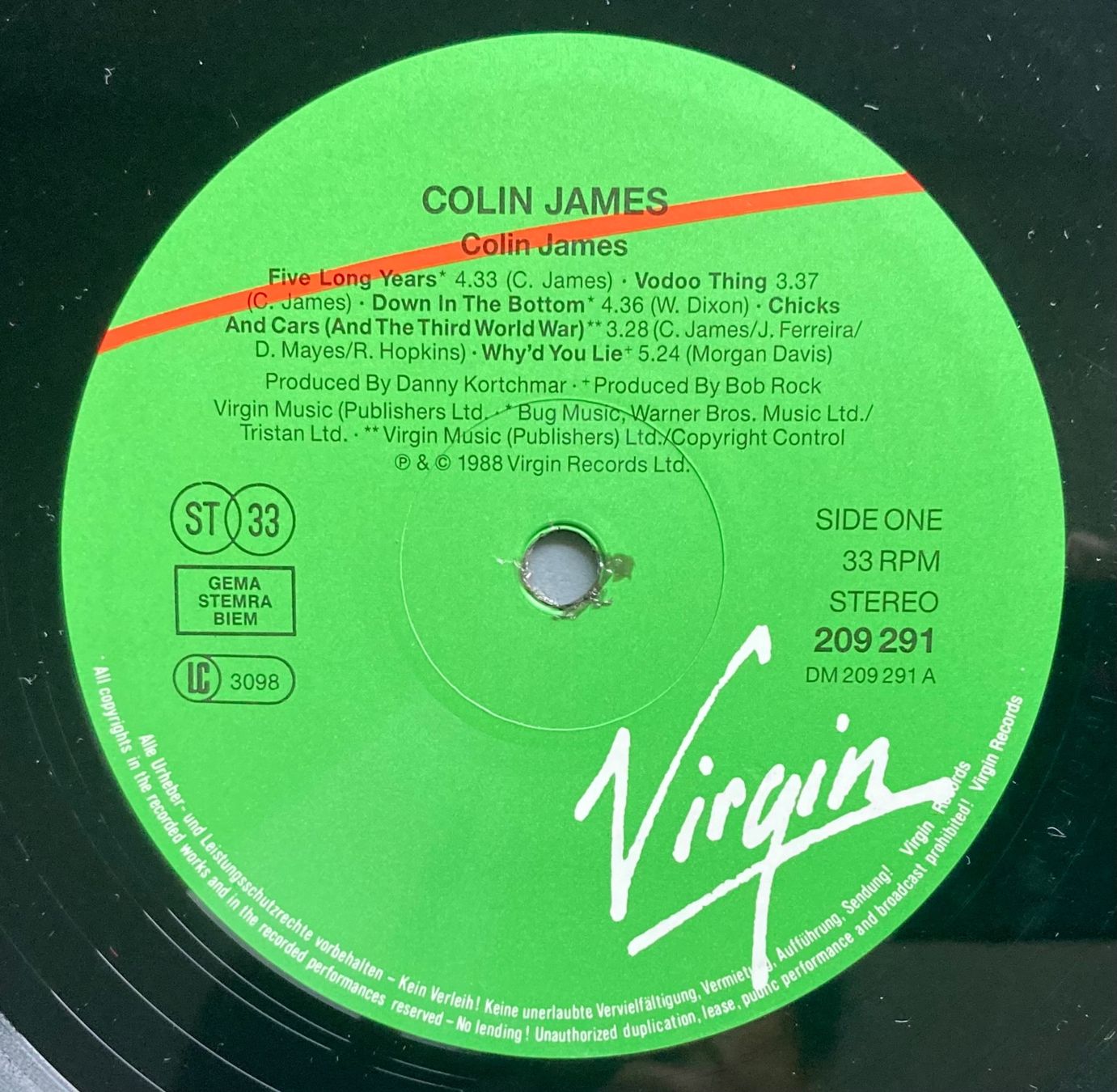 Schallplatten: COLIN JAMES - COLIN JAMES – Gebraucht aus Poliez-Pittet von Newtown-Records 3