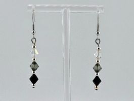 Ohrringe Swarovski Kristalle Black Diamond und Crystal Clear