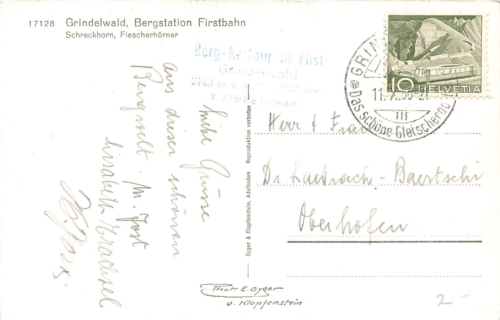 Cartoline postali: Grindelwald bergstation firstbahn – Usato da Biasca venduto da Blenio71 1