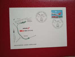 Sonderbrief Sonderstempel Einweihung Strecke Genf-Flughafen