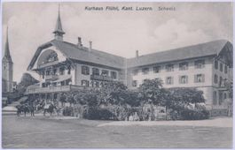 Flühli Kurhaus 1908 Entlebuch Maultiertransport belebt
