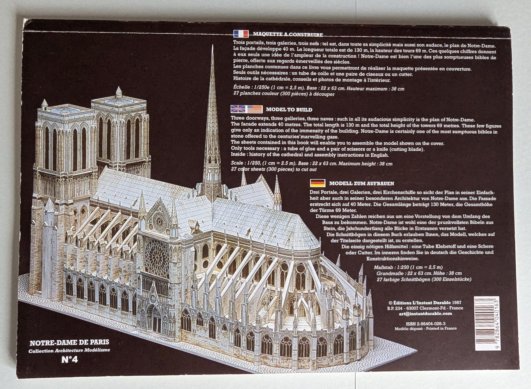 Modellbausätze & Standmodelle: Notre-Dame de Paris grosser authentischer Bastelbogen – Neu und originalverpackt aus Olten von J.Cooper58