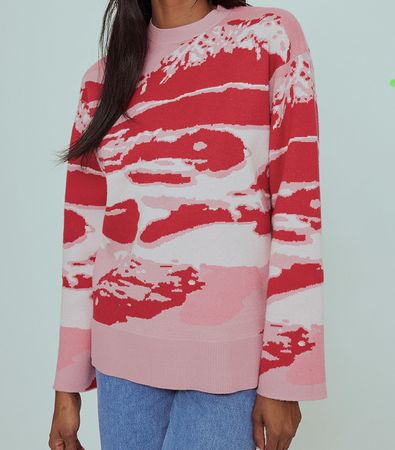 NA-KD 💕 Pullover Pink Muster Oversized NAKD Marmoriert