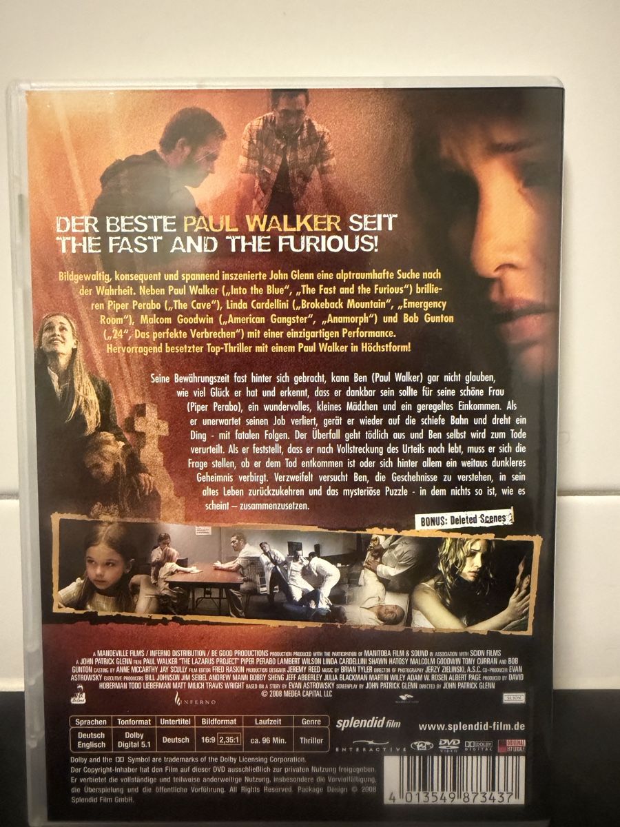 Tutti i DVDs: DVD Das Lazarus Projekt Paul Walker Action neu – Usato da Lausen venduto da EisAmStiel94 1