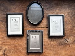4 Vintage Bilderrahmen schwarz Holz 9x13cm new old stock