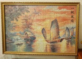 Grosses, gerahmtes Puzzle mit Asien-Motiv, Herbstdeko!
