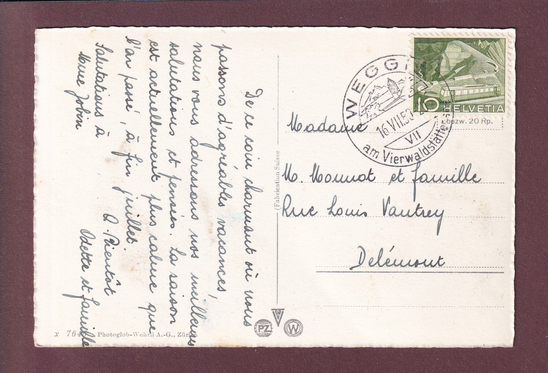 Cartes postales: WEGGIS - 1950 – D'occasion à Pully par nicecards 1