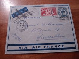 Flugbrief 1937, Indochine, - Winterthur, Flug Saigon-Marseil