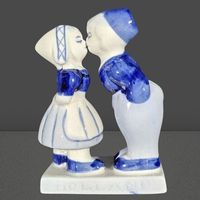 💙 Vintage Delft Blue Küssendes Paar – Holland-Tradition!💫