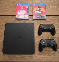 PS4 Slim Konsole mit 2 Dualshock 4 Controllern und 2 Spielen