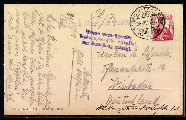 Cartoline postali: AK St Moritz, Posthotel, 1913 – Usato da Berlin venduto da bartko-reher 1