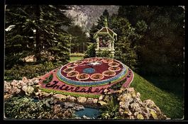 AK Interlaken, Blumenuhr im Kurgarten