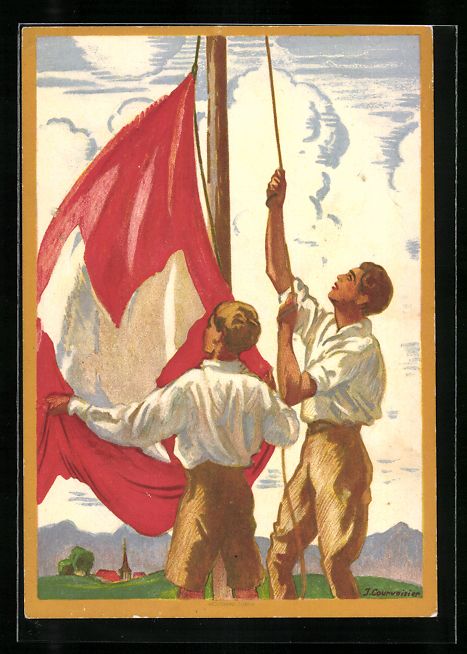 Cartoline postali: J. Courvoisier: Schweizer Bundesfeier 19 – Usato da Berlin venduto da bartko-reher