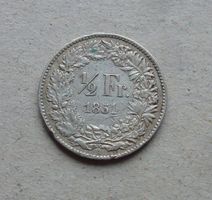 ++ 1/2 Franken 1851, gute Erhaltung