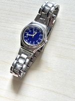 Swatch Uhr Stahl Damenblau Zifferblatt 