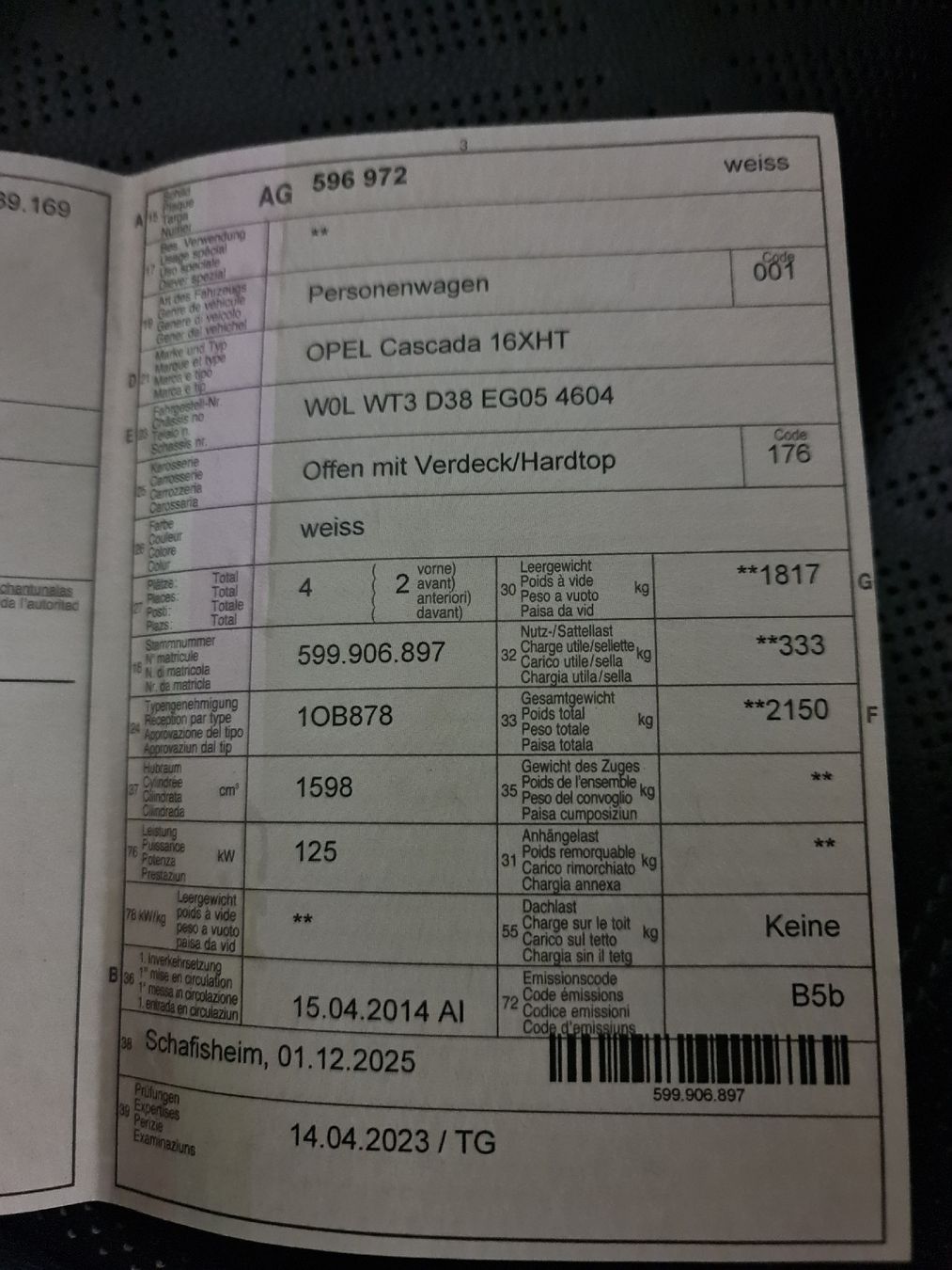 Opel Automobili: Opel  Cabriolet frisch MFK 14.7.2026 – Usato da Bad Zurzach venduto da Hier.steht.mein.Name 6