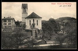 AK Hinwil, Kirche und Pfarrhaus, 1906