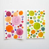 2 x Aquarell Bild Original - Bubbles - Karten - 10 x 15cm