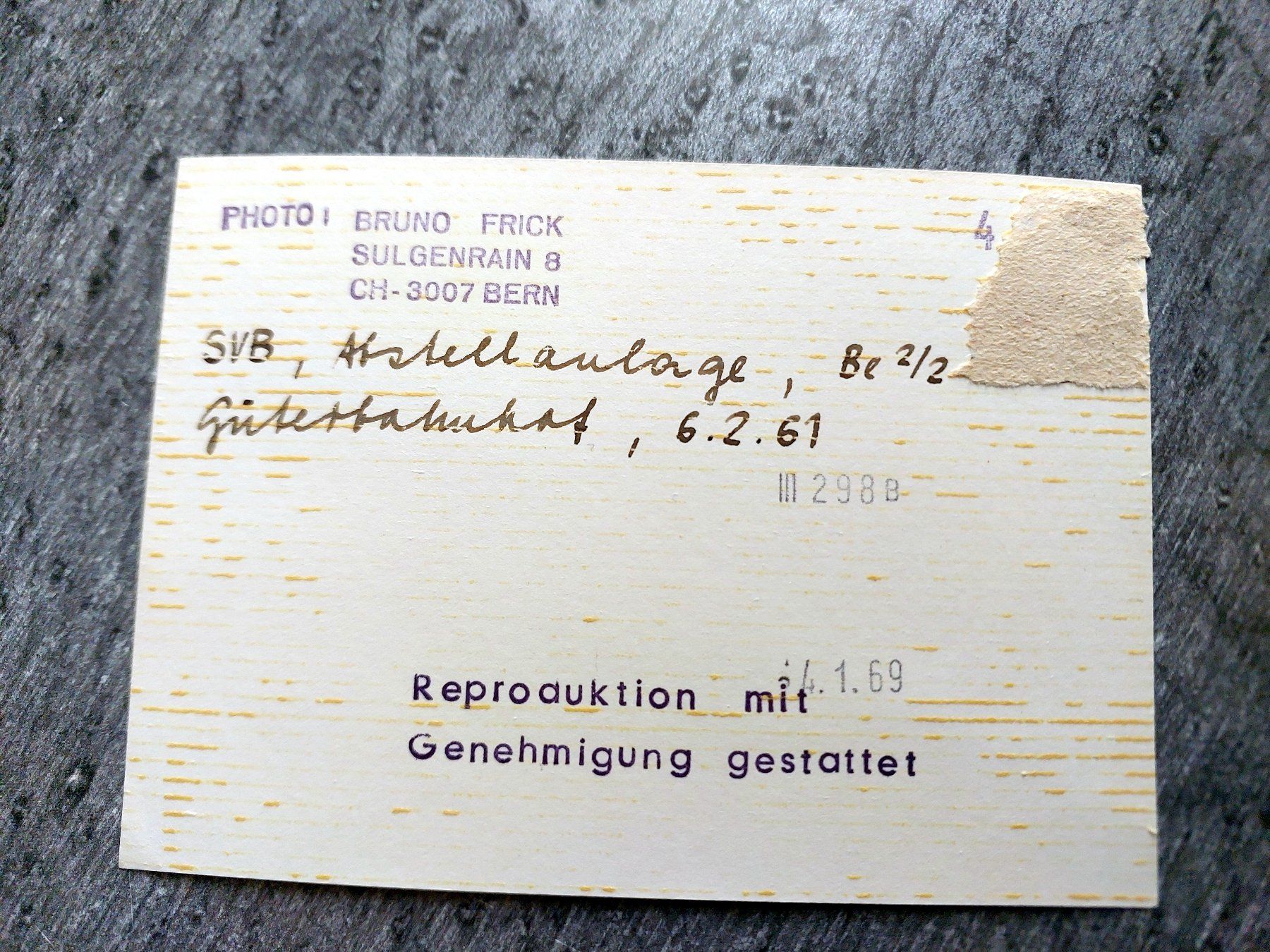 Cartoline postali: SVB Bern Güterbahnhof - 1961 - Foto – Usato da Schönenwerd venduto da Steidi 1