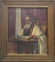 Johannes Seiler (1871-1954) - Rabbin in preghiera Olio su te