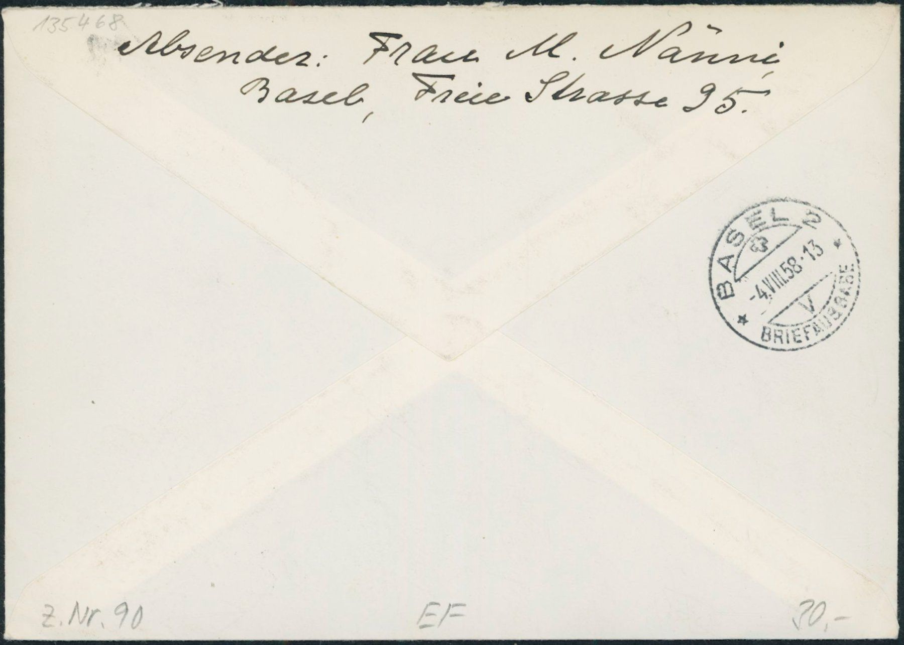Tutti i francobolli: 1958 - Pro Patria - Brief - EF - Arlesheim BL – Usato da Schindellegi venduto da stationary 1