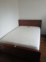 Solid Wood Double Bed Frame with Flexcell Mattress.