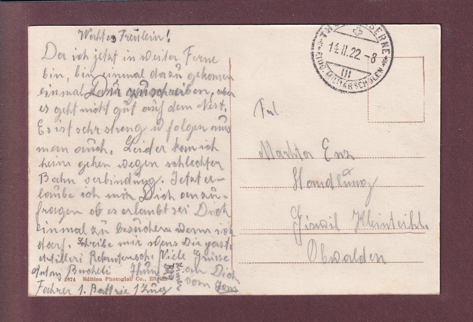 Cartes postales: THUN - Kaserne - 1922 – D'occasion à Pully par nicecards 1