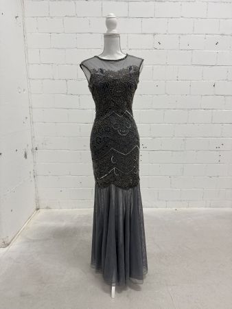 Elegantes Abendkleid mit Perlen & Pailletten - Gr. 34