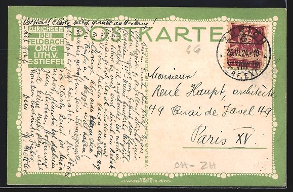 Cartoline postali: Feldbach, Abenddämmerung am See, 1924 – Usato da Berlin venduto da bartko-reher 1