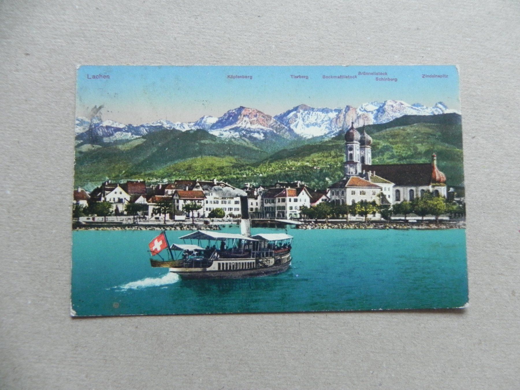 Ansichtskarten: Ansichtskarte Lachen SZ Dampfschiff 1923 – Gebraucht aus Siebnen von krimsie