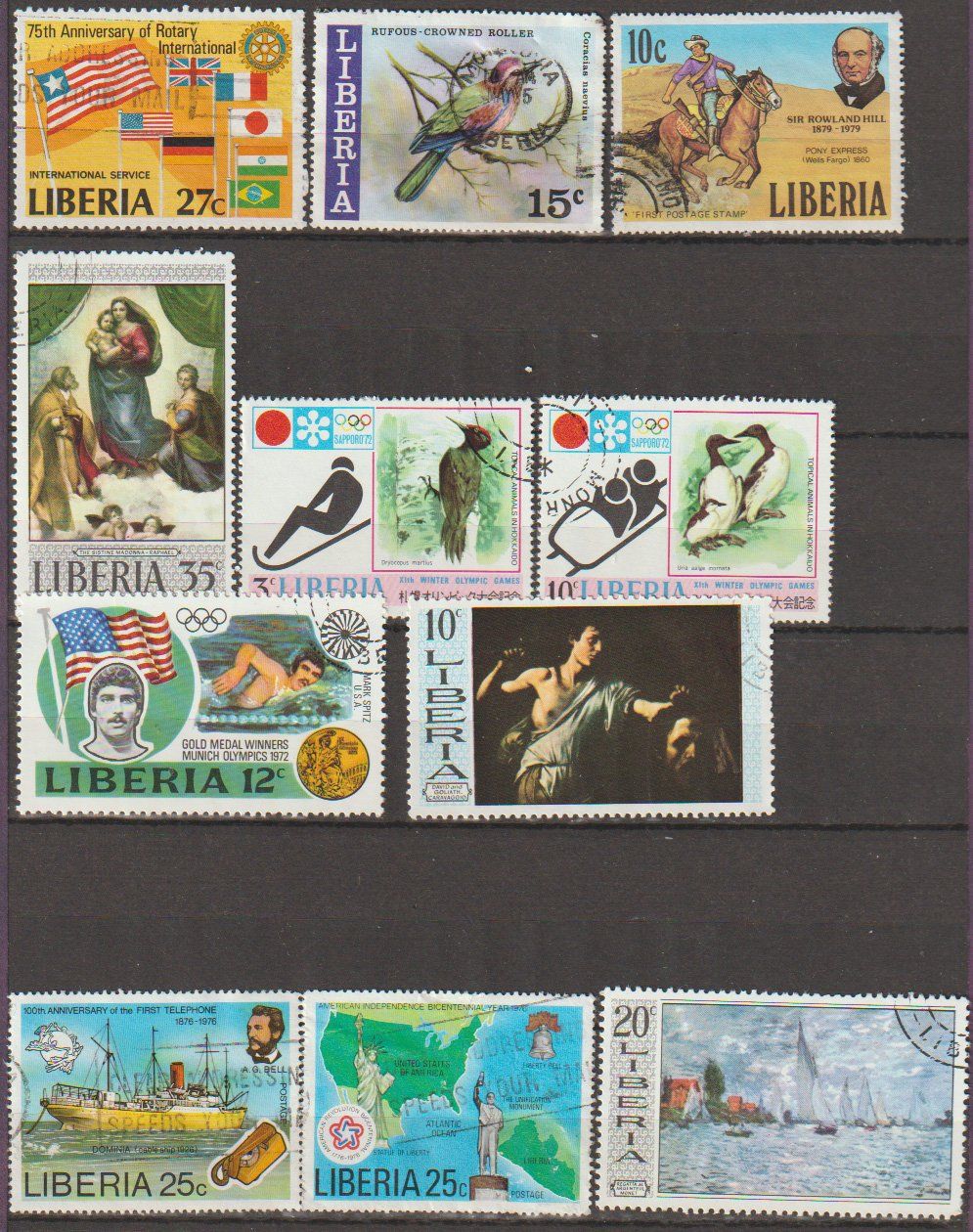 Alle Briefmarken: Liberia divers thèmes 1971-1979 – Gebraucht aus Crans-Montana von kira56 1