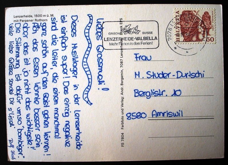 Cartoline postali: LENZERHEIDE mit Parpaner Rothorn – Usato da Jona venduto da philajona 1