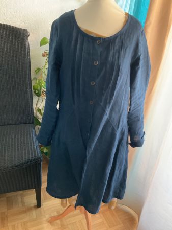 Robe tunique NID D’ABEILLE, bleu de prusse, t. S/M, 100% lin