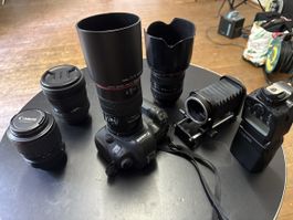 Kameraset, Canon eos 5dsr, 4 Objektive, Blitz und Balgen