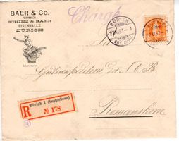 R -Brief, Baer & Co. Eisenhalle Zürich 1897