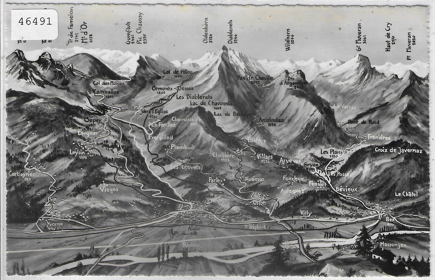 Ansichtskarten: Panorama Aigle Bex Col de Pillon – Gebraucht aus Ettingen von Kartenplanet