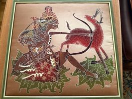 Batik Bild mit Wayang-Figur aus Indonesien