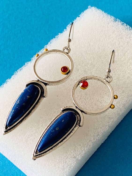 Art Deco Ohrhänger Mit Lapislazuli (Gebraucht) In  Produktbild-Vorschau 6