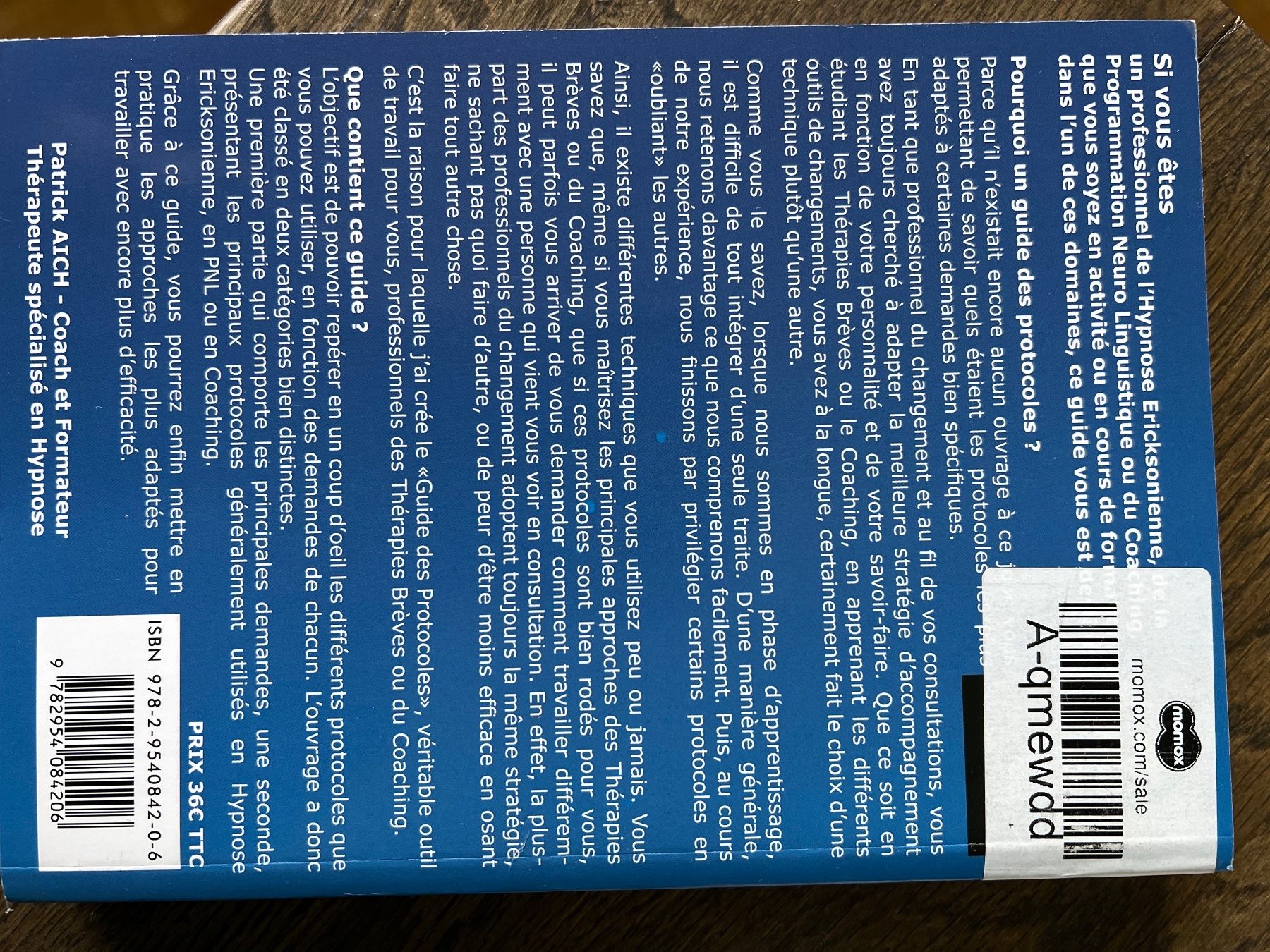 Bücher: Livre "Guide des Protocoles Hypnose-PNL" , Patrick AICH – Gebraucht aus Onex von mirza02 1