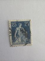Briefmarke Helvetia 25 Rappen blau gebraucht