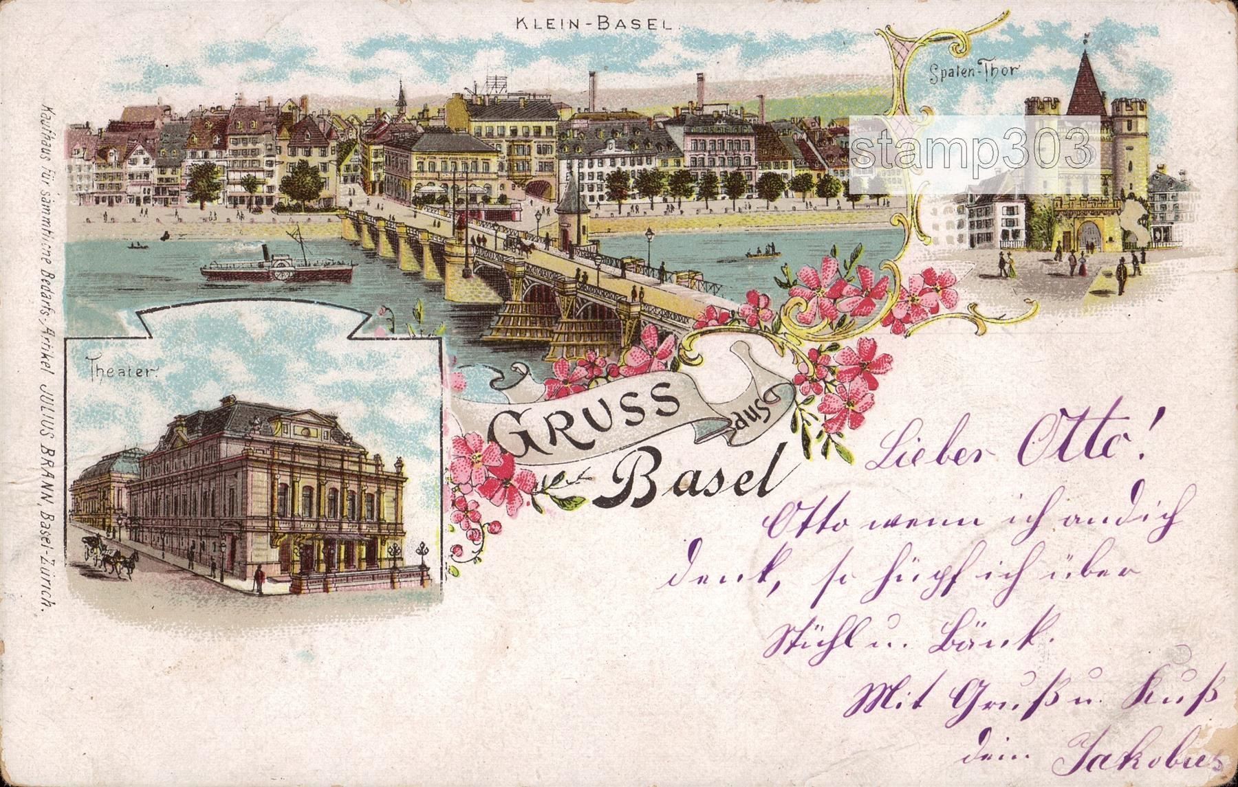 Cartoline postali: 1899 TOP AK Basel mit Stabstempel – Usato da Eggersriet venduto da stamp303