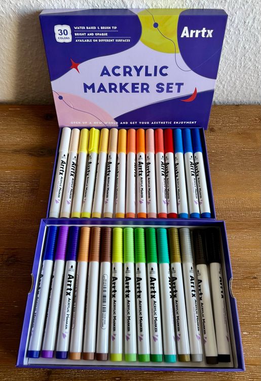 Thboxes 6er Set Weiße Acrylmarker - 4 Verschiedene Spitzen Für Kreative Projekte Auf Dunklen Oberflächen