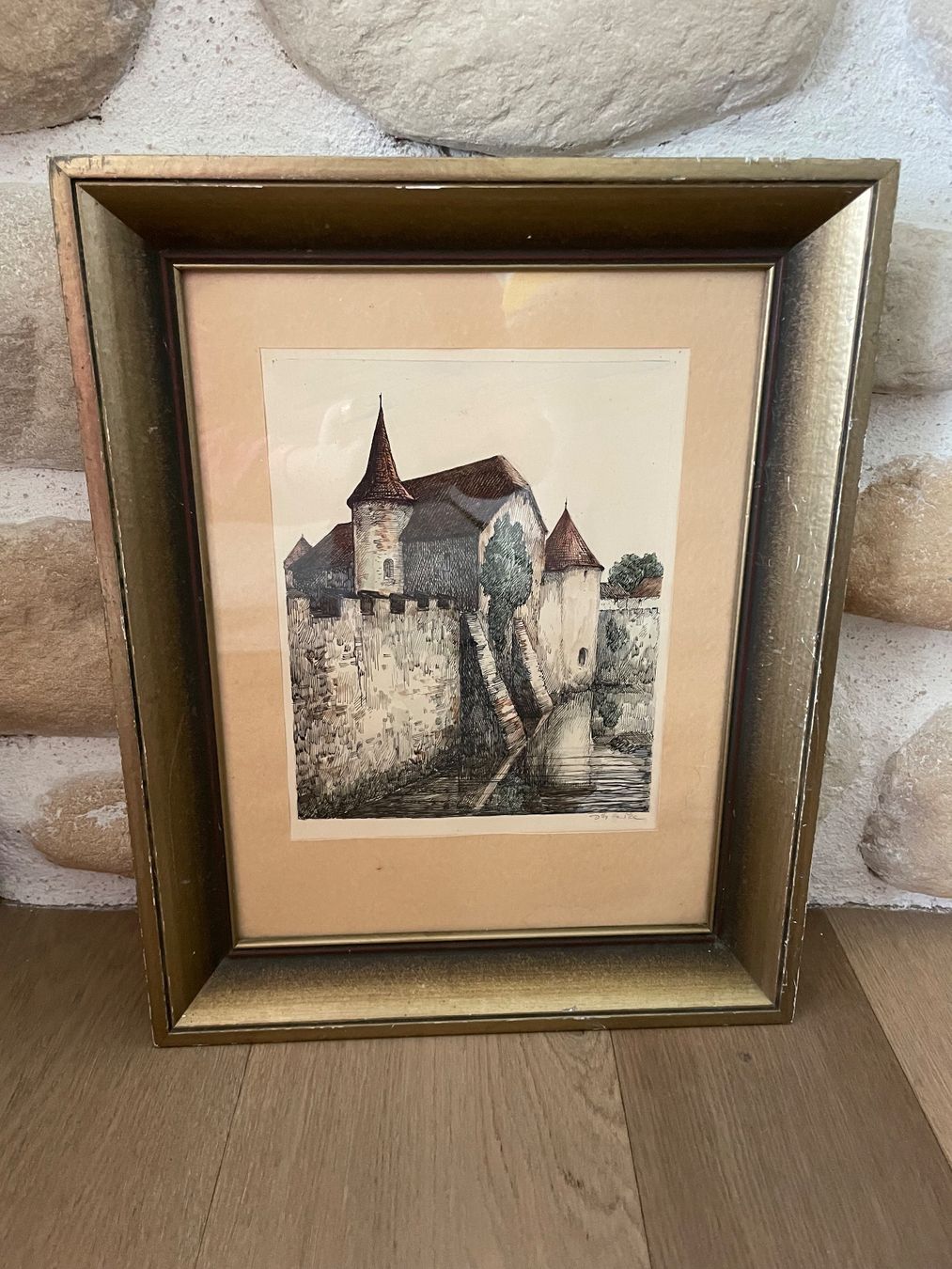 Grafica & Litografie: Antikes Bild mit Goldrahmen – Usato da Neuwilen venduto da bobbel01