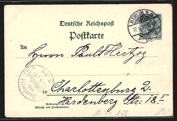 Cancelleria postale: Portrait von Bismarck mit Wappen, Ganzsa – Usato da Berlin venduto da bartko-reher 1