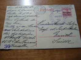 Dt Reich, Ganzsache Ü-Druck Belgien, gelaufen 1916