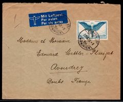 CH - Flugpost - Flugbrief 1937 nach Avondrey Frankreich