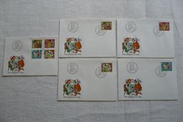 Pro Juventute 1985 5 FDC Satz & Einzelmarken SBK J294 - J297